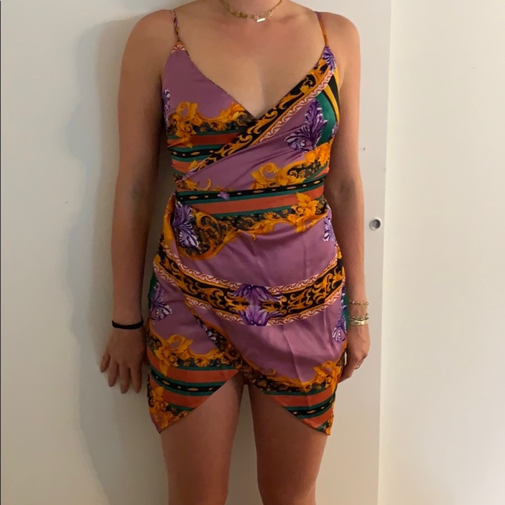 Pretty Little Thing purple silk printed Dress